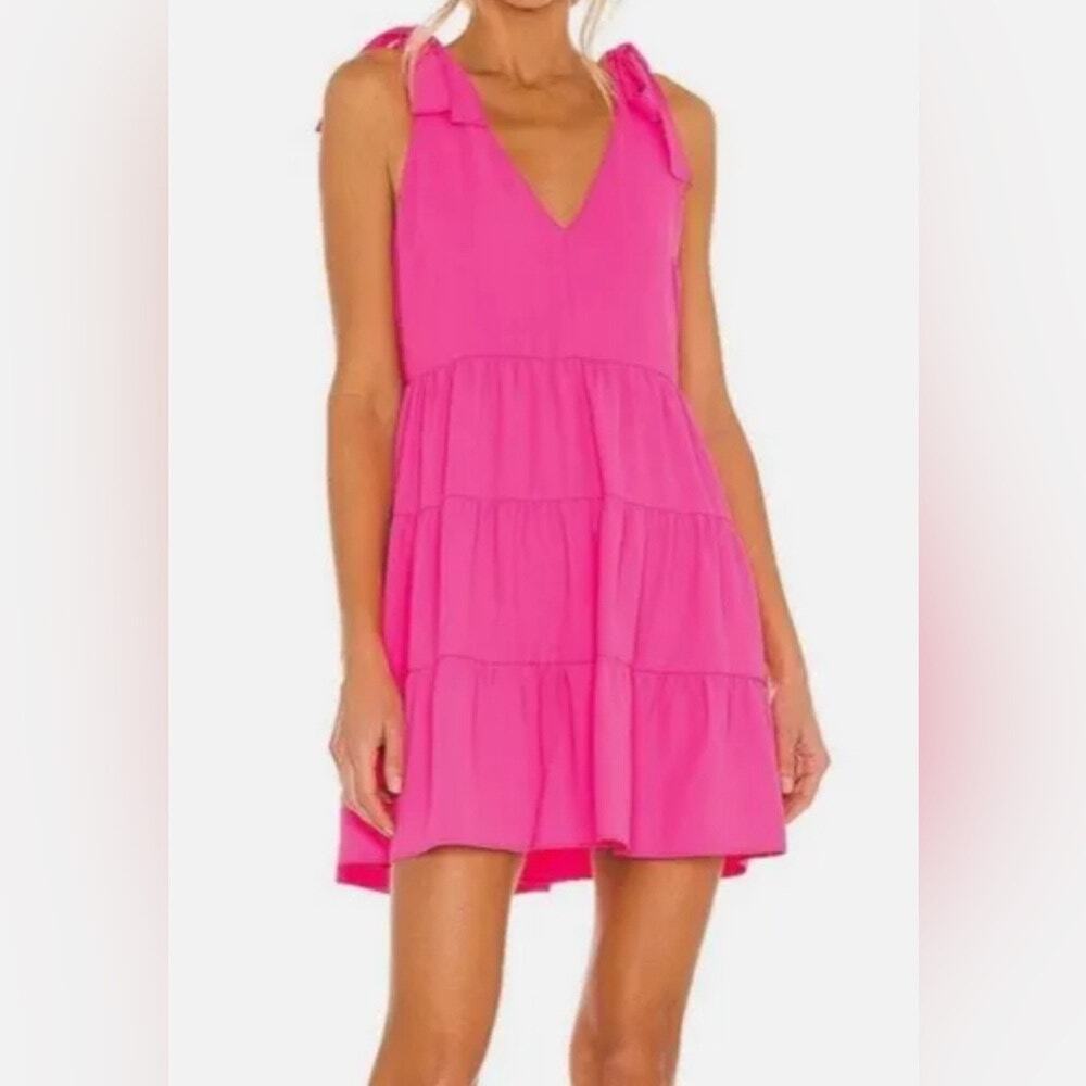 Amanda Uprichard Pruitt mini dress women’s size S hot pink Barbie tiered
